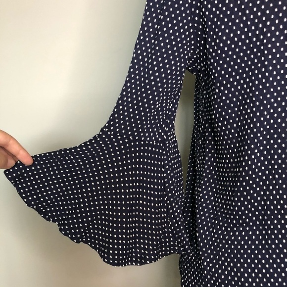 Anthropologie Sunday in Brooklyn Navy Polka Dot Trumpet Sleeve Top, Small - Picture 4 of 8